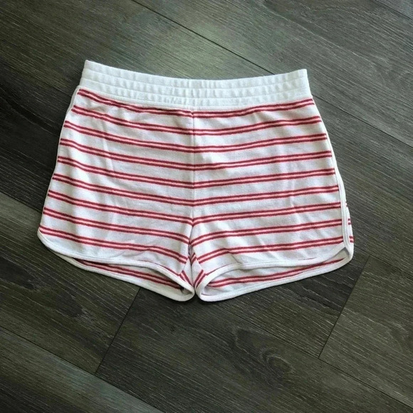 J. Crew Factory Towel Terry Stripped Pull On White/Red Shorts Size Small NWT - Picture 3 of 9